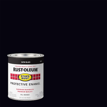 Rust-Oleum Interior/Exterior Paint, Satin, Oil Base, Black, 1 qt 7777-502